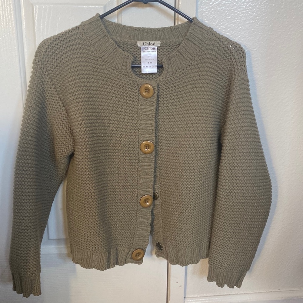 Chloe Sage green cardigan.